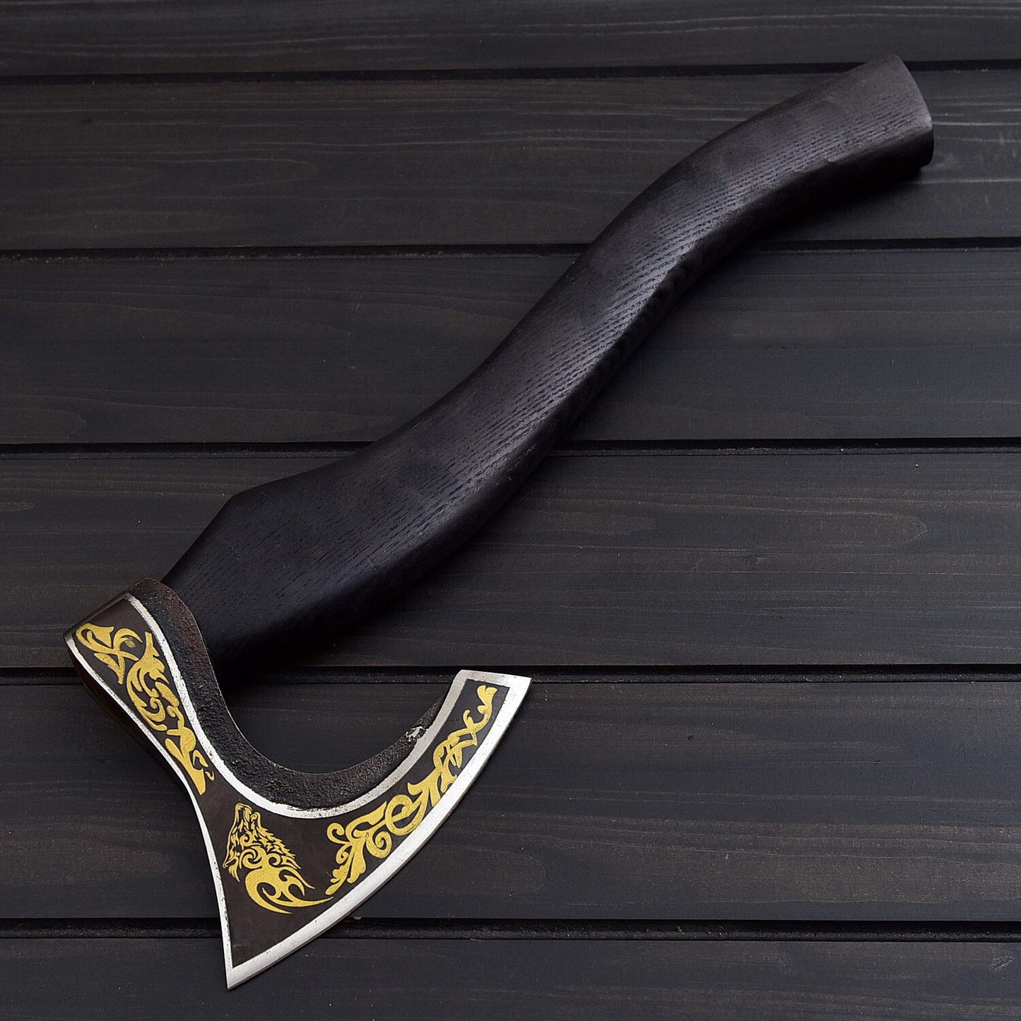Golden Lion Damascus Tomahawk  Hand Forged Viking Axe  Collectible Battle Axe  Survival Camping & Display Weapon USA