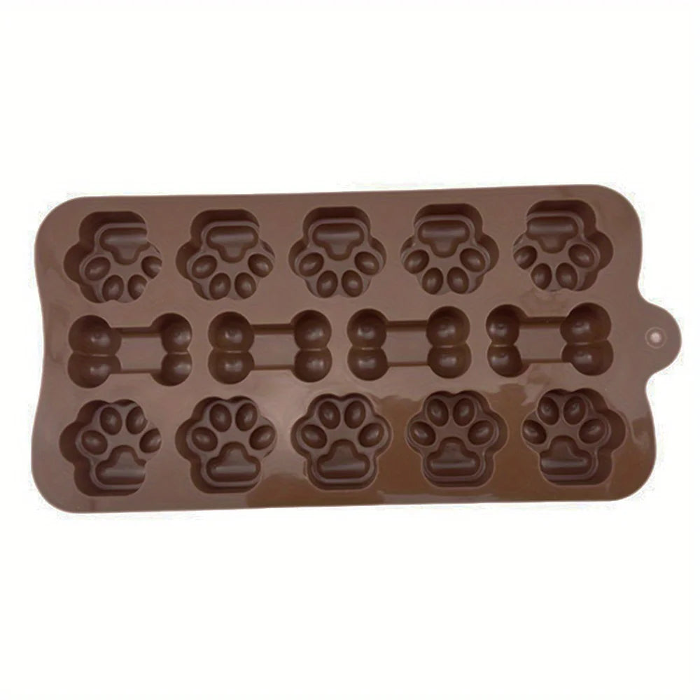 1pc Dog Food Silicone Mold 14 -grid Dog Bone Cat Paw Chocolate Mold Cake Baking Tool Ice Tray Pudding Jelly Mold