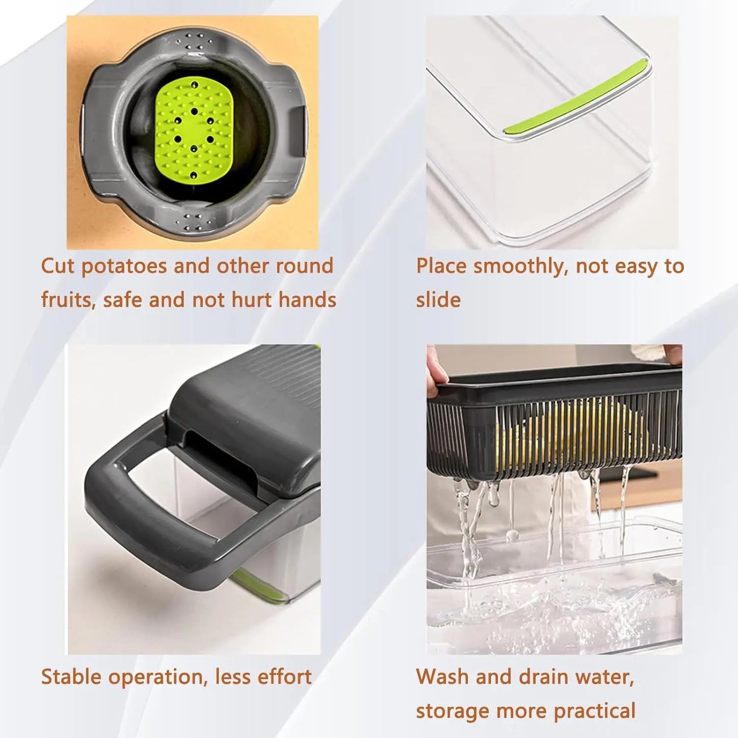 16-in-1 Vegetable Chopper with 8 Blades, Container, Shredder and Strainer, Vegetable Slicing, Dicing, Shredding, Cubing, Multi-