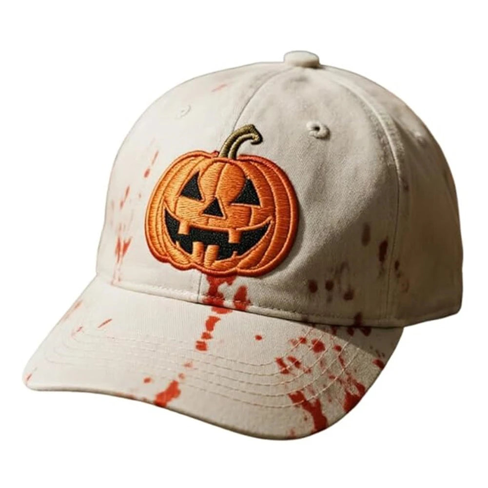 Halloween Pumpkin Face Baseball Hats for Men/Women Pumpkin Embroidery Baseball Caps for Outdoor Activities Like Hiking Fishing