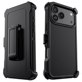 Black For iPhone 17/17 Air/17 Pro/17 Pro Max Case Heavy Duty Shockproof Protective Hard Rugged Hybrid 3-Layers Cover With Clip
