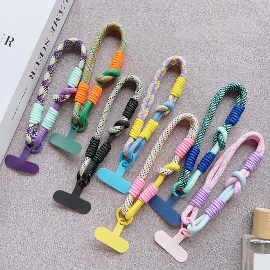Stylish Cute Contrast Color Simple Hand Strap Adjustable Short Mobile Phone Lanyard Clip-On Phone Case Universal Anti-Lost Strap