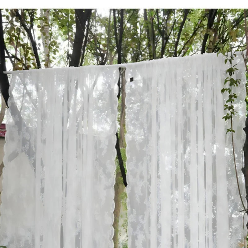 2 Panel White Lace Curtain Translucent Curtains Window Mosquito Net Fly Screen Curtain For Room Door Privacy Curtain 150x200cm