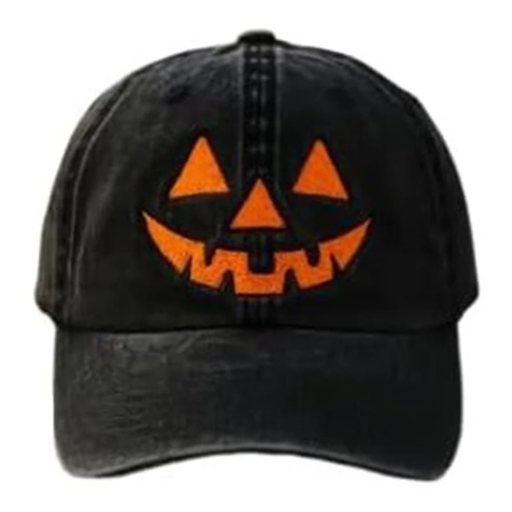 Halloween Pumpkin Face Baseball Hats for Men/Women Pumpkin Embroidery Baseball Caps for Outdoor Activities Like Hiking Fishing