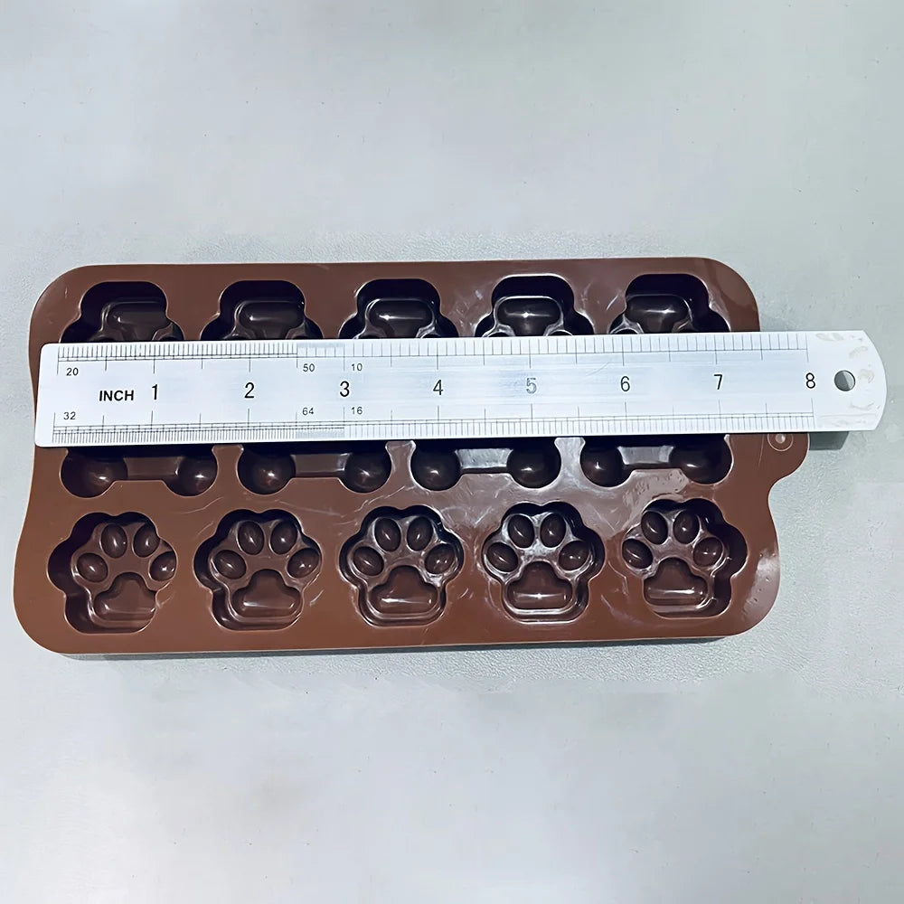 1pc Dog Food Silicone Mold 14 -grid Dog Bone Cat Paw Chocolate Mold Cake Baking Tool Ice Tray Pudding Jelly Mold