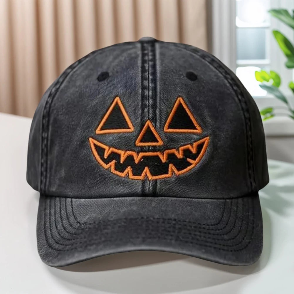 Halloween Pumpkin Face Baseball Hats for Men/Women Pumpkin Embroidery Baseball Caps for Outdoor Activities Like Hiking Fishing