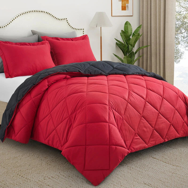 2/3pcs Reversible Comforter Bedding Set, Comforter Set Queen/King Size,For All Seasons, 1 Comforter And 1/2 Pillow Shams