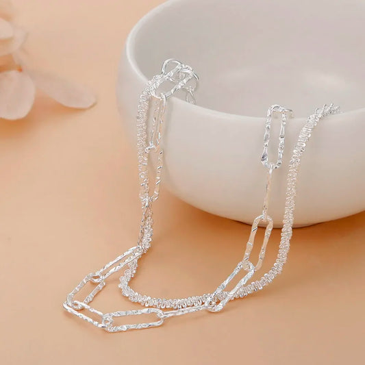 Charm 925 Sterling silver classic double chain bracelets for women fashion original party wedding Accessories Jewelry gifts