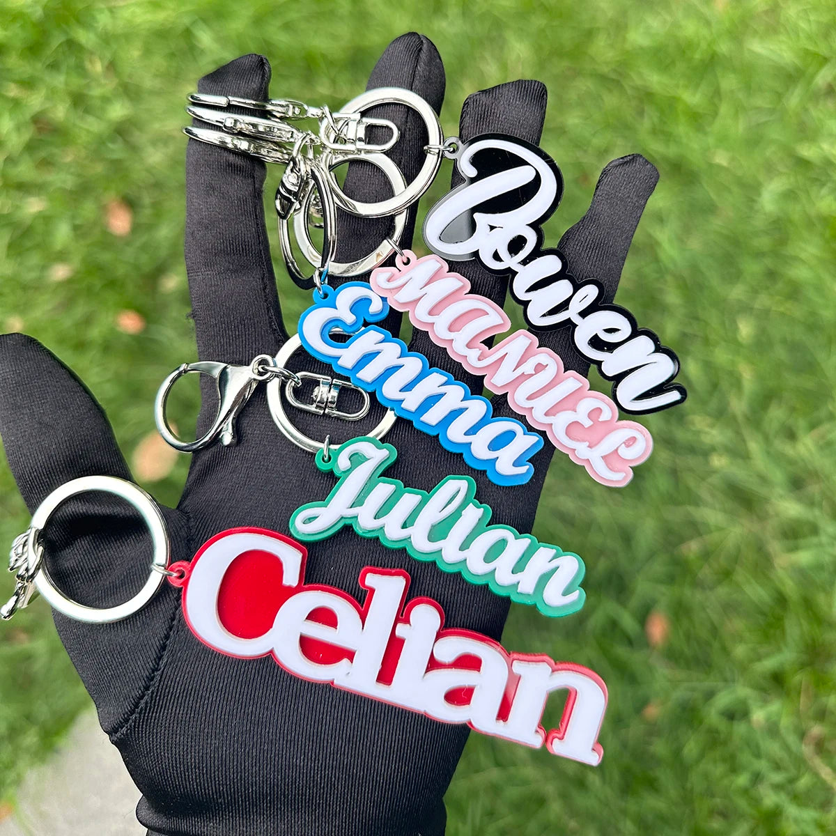 Wholesale Custom Backpack 3D Name Tag Keychain Acrylic Initial Key Chain Vertical Pendant Wedding Party Gift Favor Name Tag