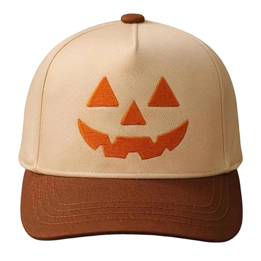 Halloween Pumpkin Face Baseball Hats for Men/Women Pumpkin Embroidery Baseball Caps for Outdoor Activities Like Hiking Fishing