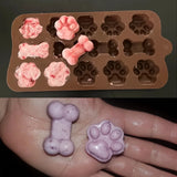 1pc Dog Food Silicone Mold 14 -grid Dog Bone Cat Paw Chocolate Mold Cake Baking Tool Ice Tray Pudding Jelly Mold