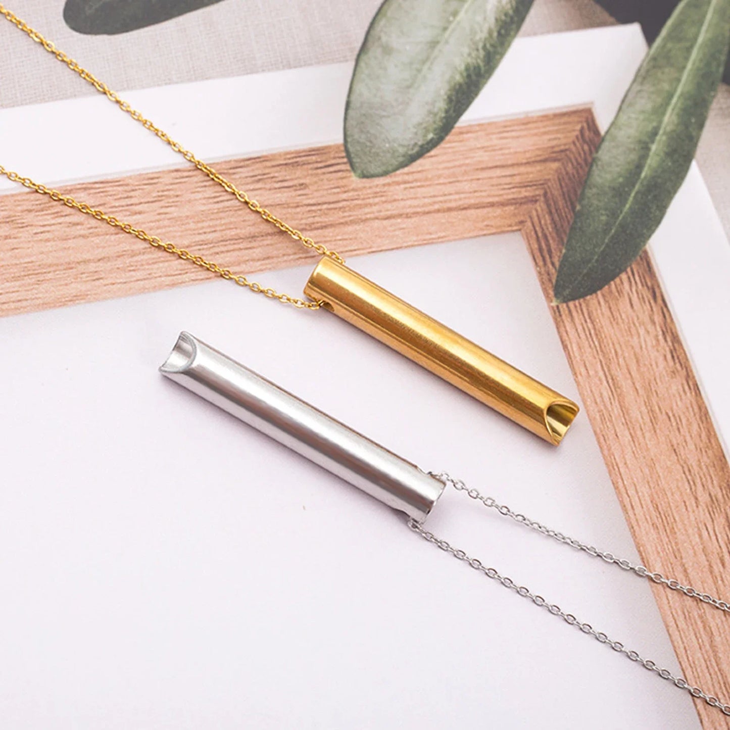 Stainless Steel Anxiety Breathing Necklace Stress Relief Meditation Necklaces Yoga Ritual Quit Smoking Anxiety Relief Jewelry