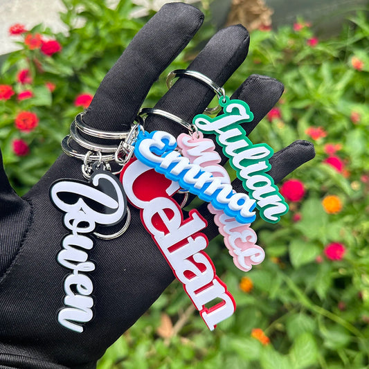 Wholesale Custom Backpack 3D Name Tag Keychain Acrylic Initial Key Chain Vertical Pendant Wedding Party Gift Favor Name Tag