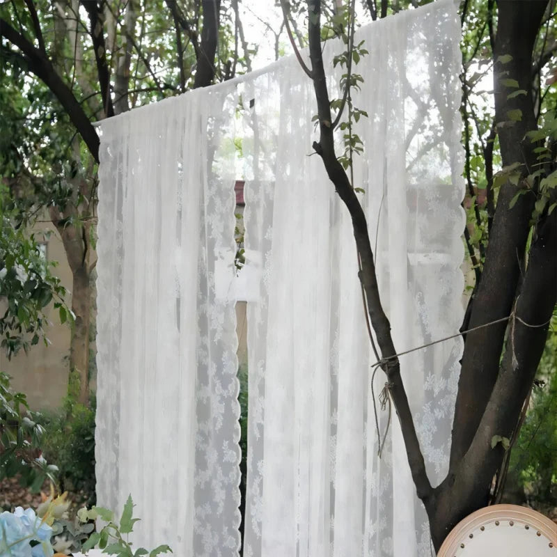 2 Panel White Lace Curtain Translucent Curtains Window Mosquito Net Fly Screen Curtain For Room Door Privacy Curtain 150x200cm