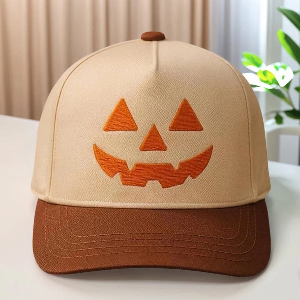 Halloween Pumpkin Face Baseball Hats for Men/Women Pumpkin Embroidery Baseball Caps for Outdoor Activities Like Hiking Fishing