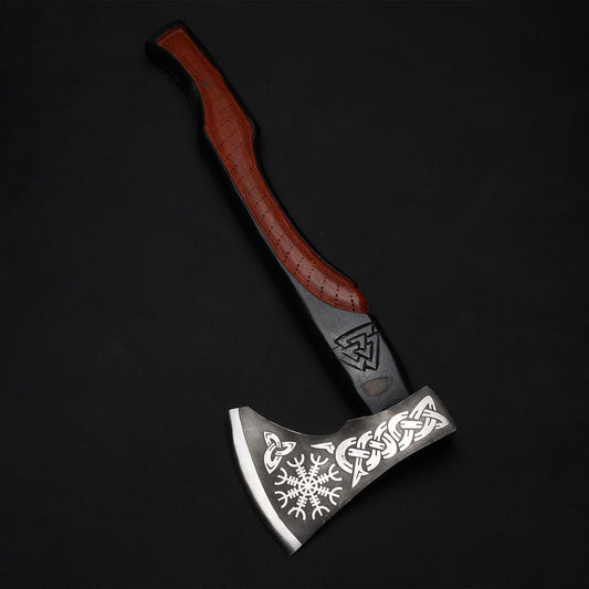 Handcrafted Carbon Steel Camping Axe – 21" Ash Wood Handle with Leather Sheath