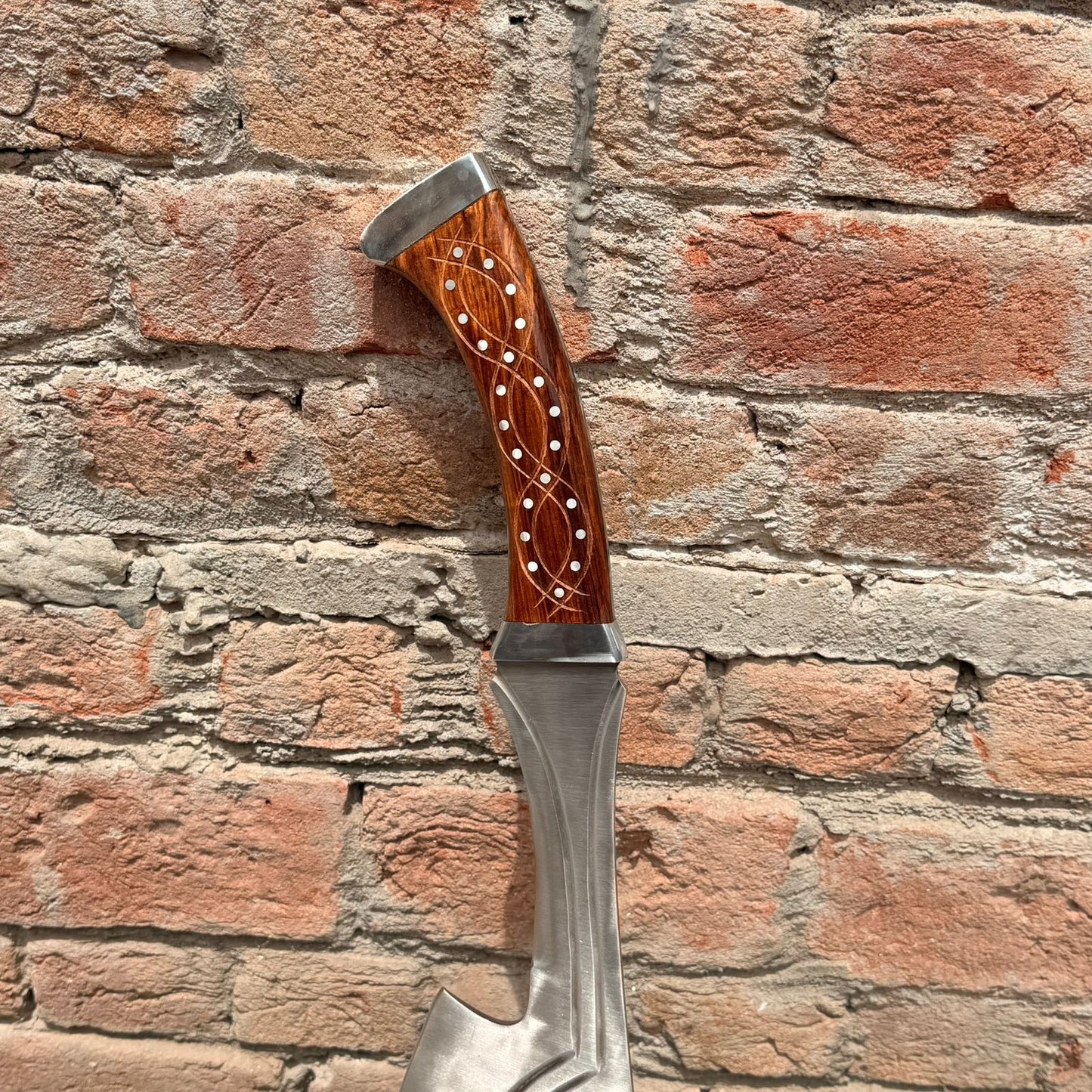 Handmade Viking Sword 32” Full Length Norse Style Decorative Blade Engraved Wooden Handle Unique Gift for Him Collectible Display Piece