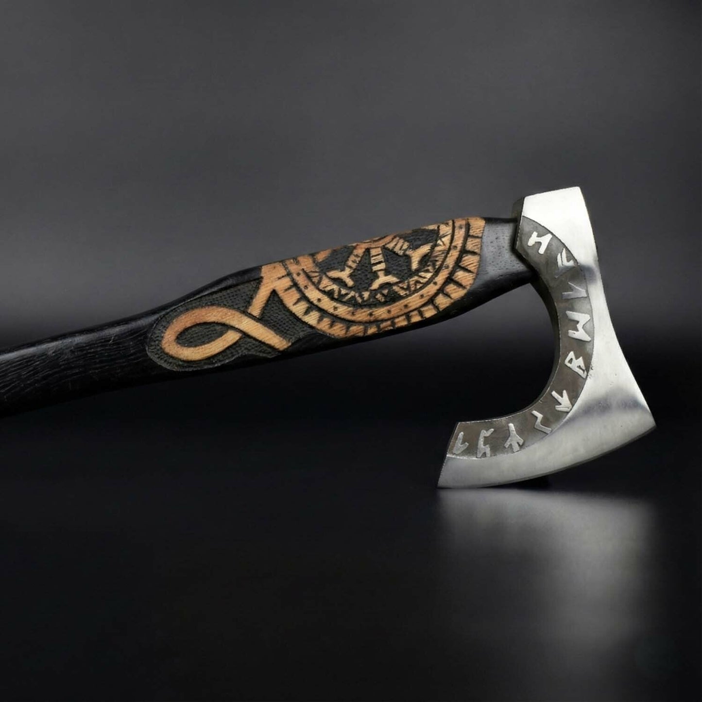 High Carbon Steel Fixed Blade Axe with Ash Wood Handle Leather Sheath Included