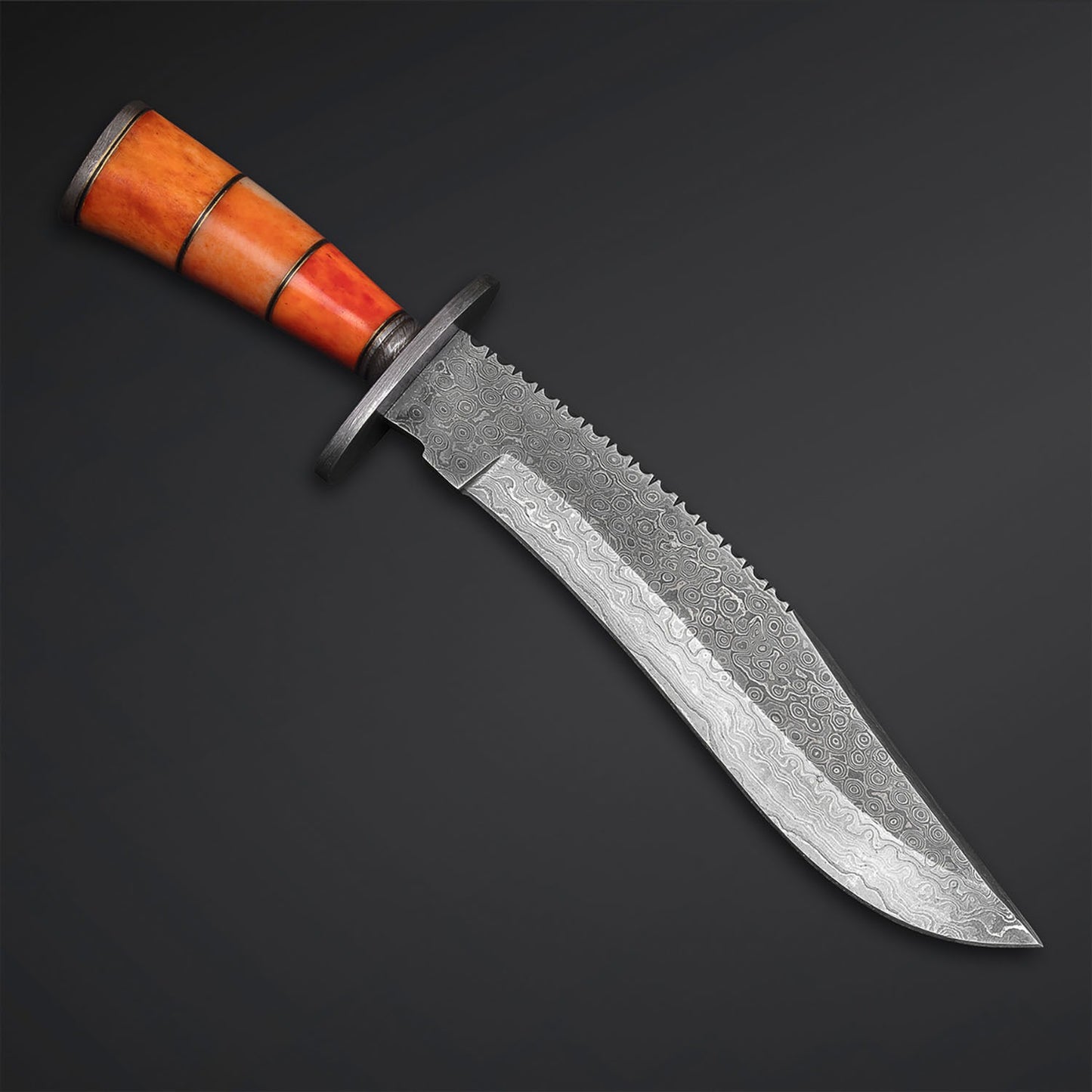 Handmade Damascus Camel Bone Bowie Knife – Hunting Survival & Collectors’ Must-Have