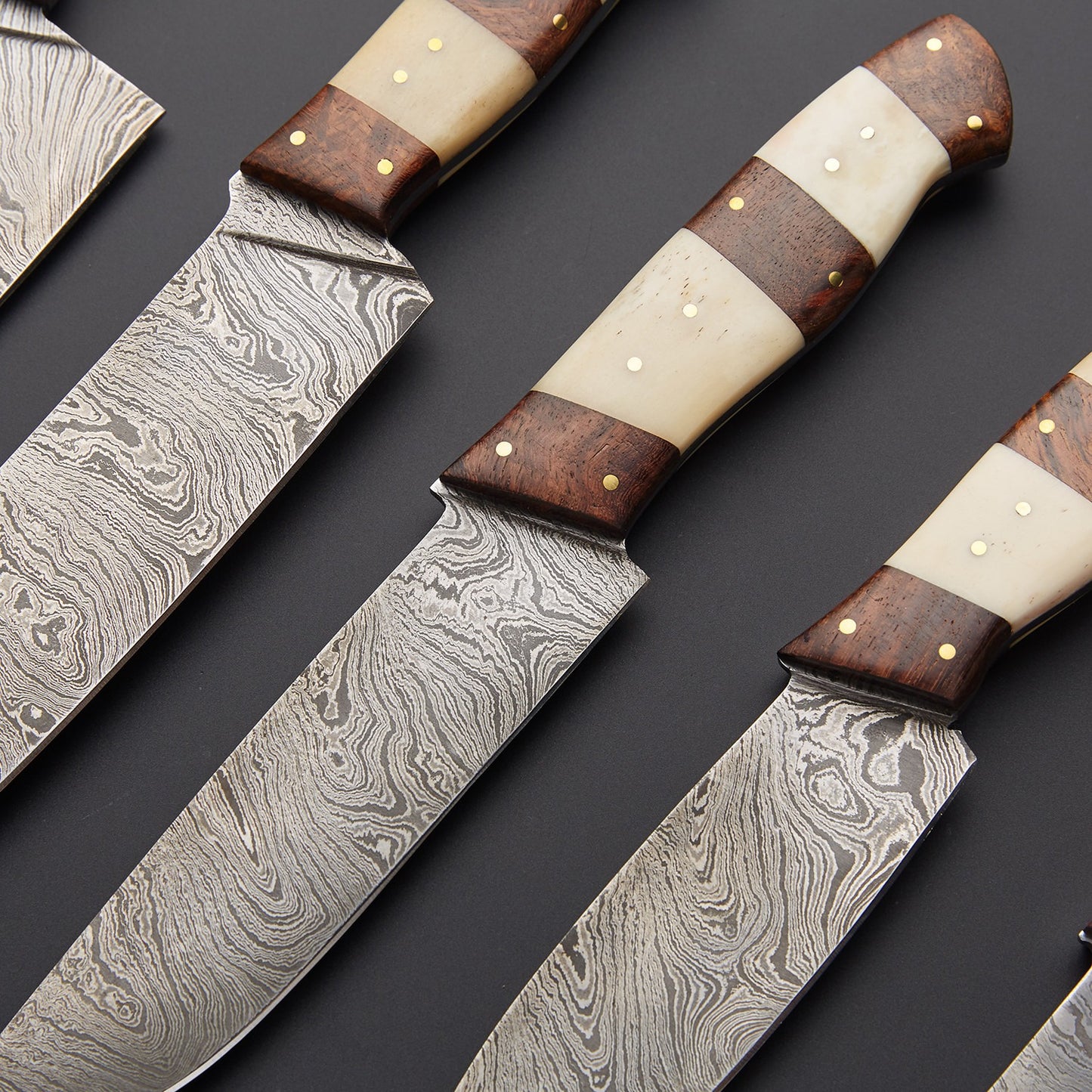 Premium 5-Piece Chef Knife Set – Professional Damascus Steel Kitchen Knives with Rosewood Handle | Sharp Durable & Stylish Cooking Set USA