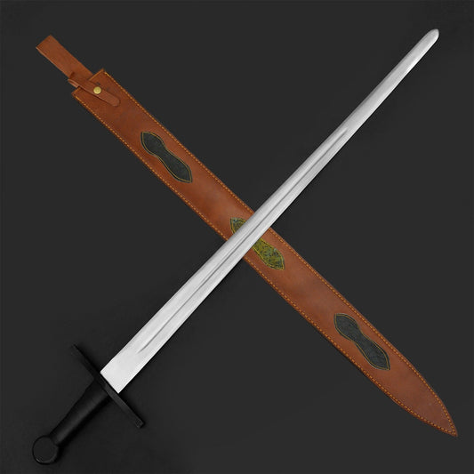 Medieval Viking Style Decorative Sword – Carbon Steel Display Collectible with Leather Sheath
