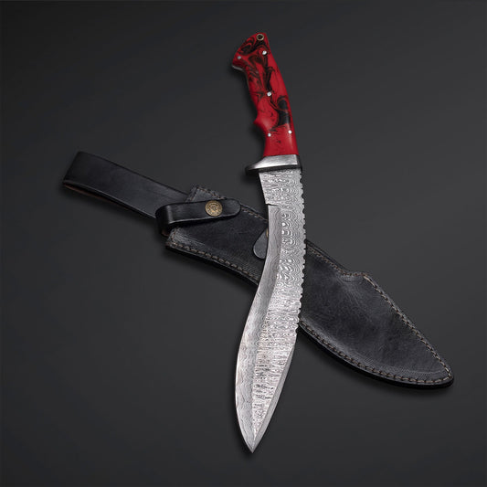 Handmade Damascus Kukri Knife – Razor Sharp Hunting Survival & Collectible Blade for Outdoor Warriors