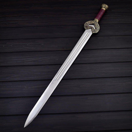 Handmade Herugrim Sword Replica Stainless Steel Decorative Collectible with Display Handle