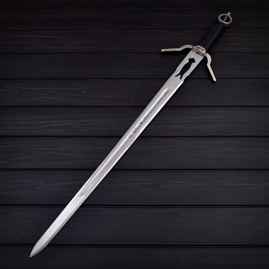 30.5" Double Edge Stainless Steel Sword with Leather Wrapped Handle and Sheath – Decorative Display Replica