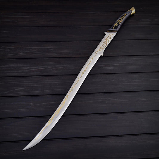 Stainless Steel Decorative Display Sword with Pakkawood & Brass Handle – 38 Inch Overall Length with Leather Sheath