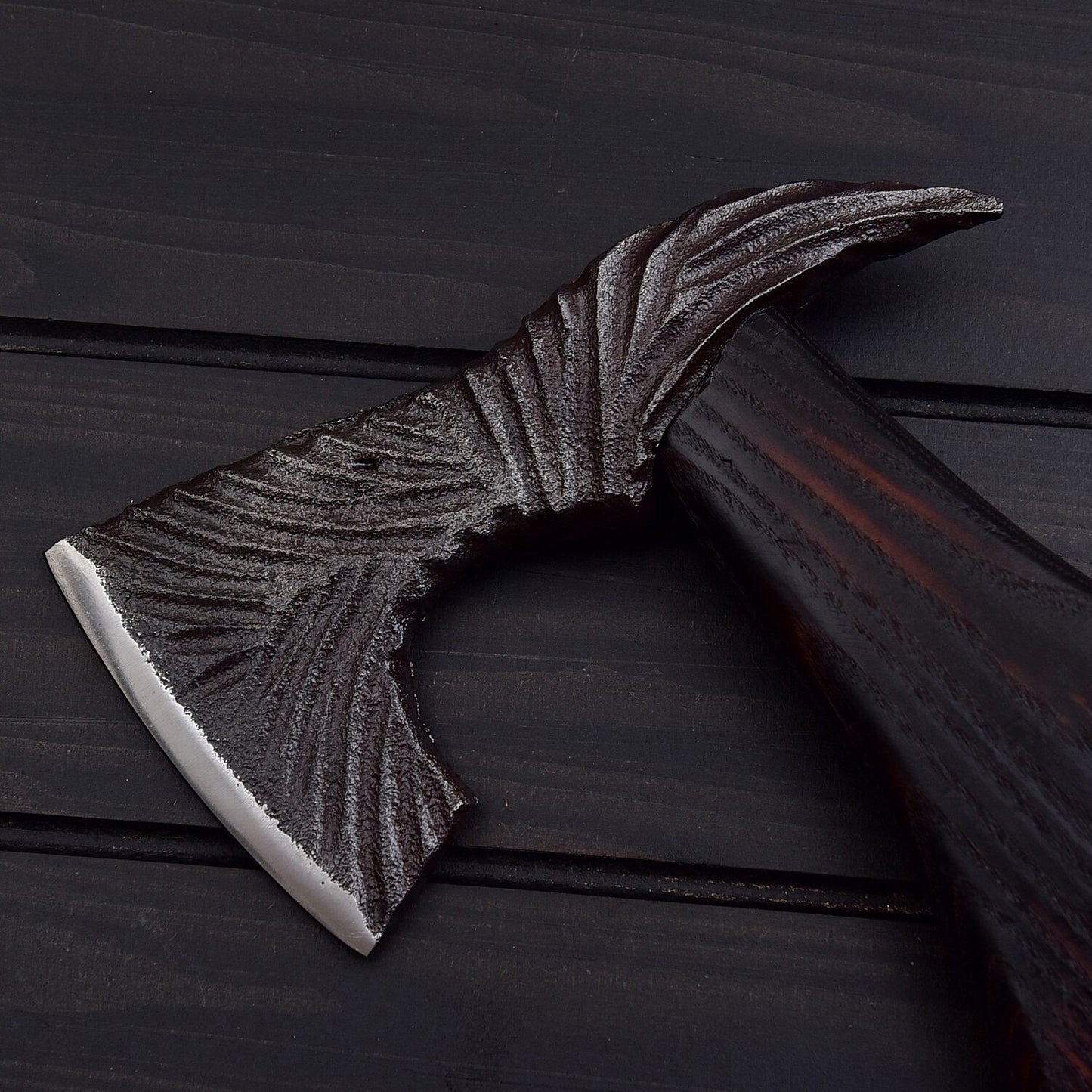 Black Forged Tomahawk – Handcrafted Battle Axe | Viking Throwing Axe | Survival & Tactical Tool USA
