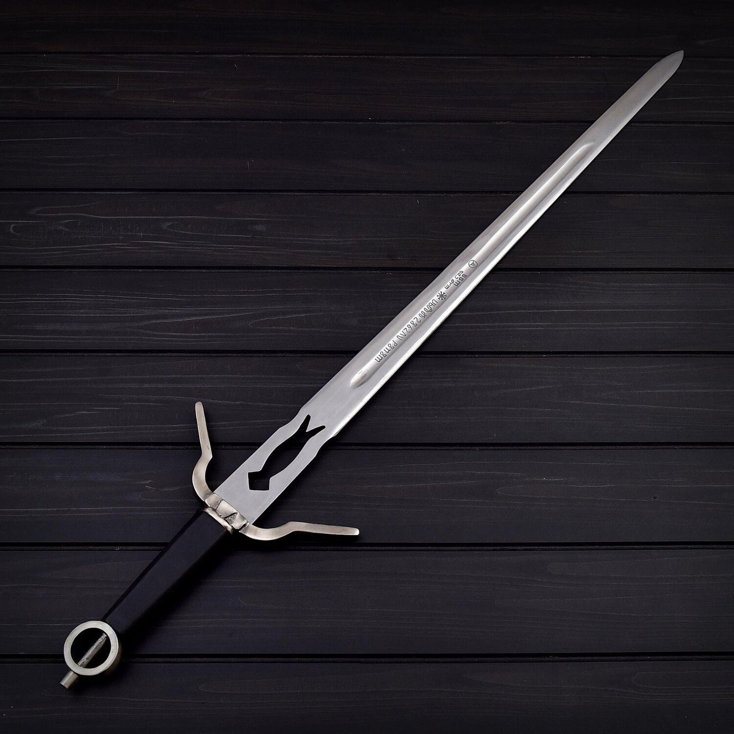 30.5" Double Edge Stainless Steel Sword with Leather Wrapped Handle and Sheath – Decorative Display Replica