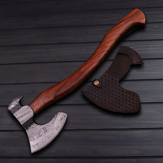 Hand Forged Damascus Viking Axe  Battle Ready Norse Axe  Collectible Viking Weapon for Warriors & Outdoor Enthusiasts