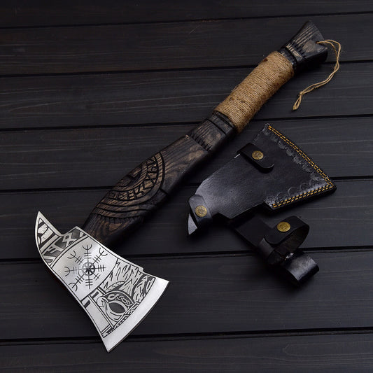Norse Viking Tomahawk Hand Forged Carbon Steel Battle Axe for Collectors Survival & Axe Throwing USA πΊπΈ