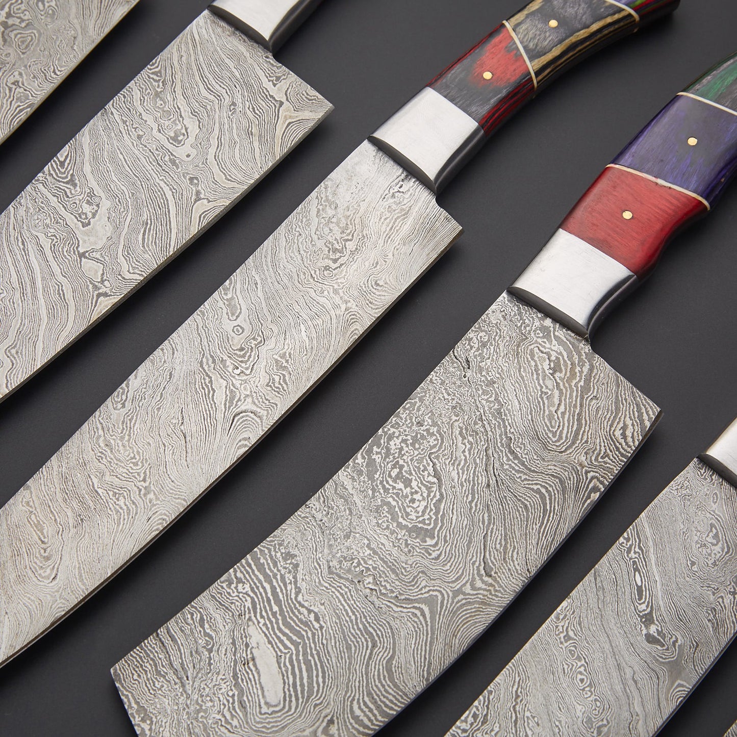 Premium Damascus Kitchen Knife Set – 6-Piece Professional Chef Knives for Cooking Chopping & Slicing | Sharp Japanese Steel Blades