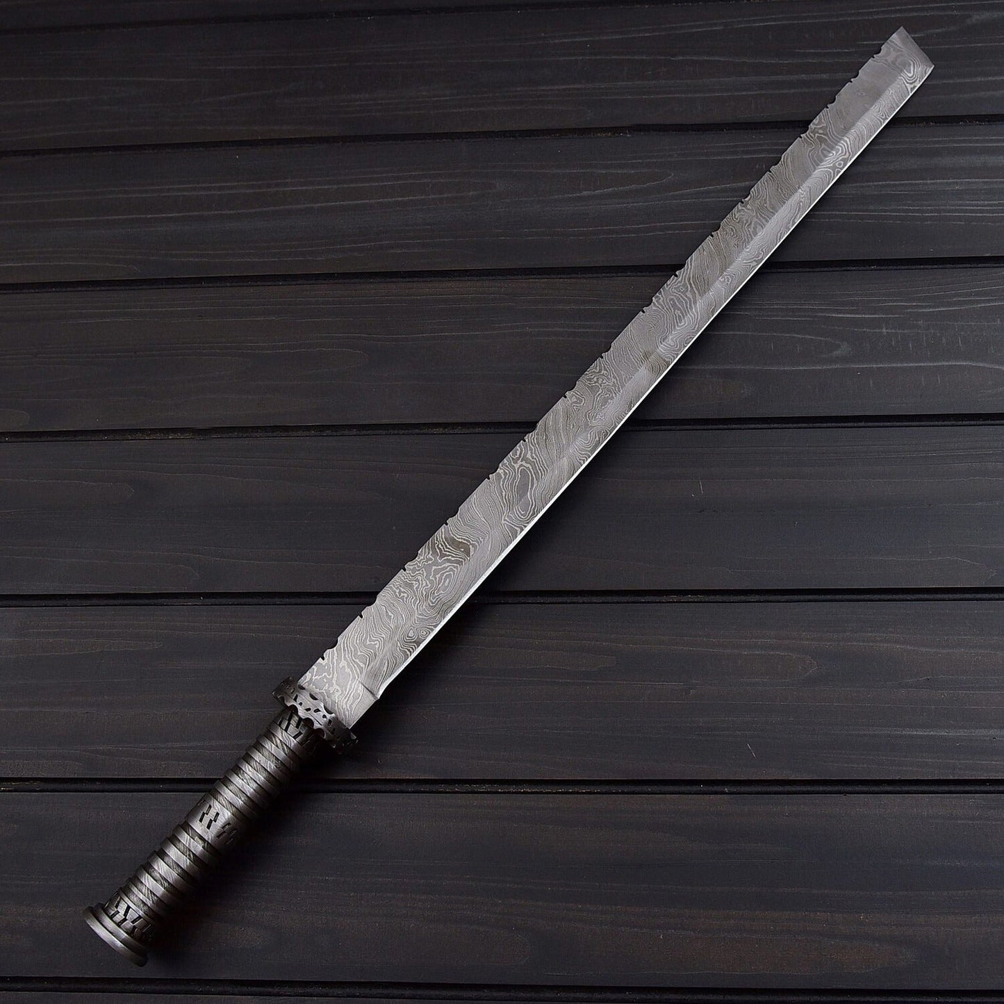 28 Handmade Damascus Steel Decorative Sword with Leather Sheath Display Collectible