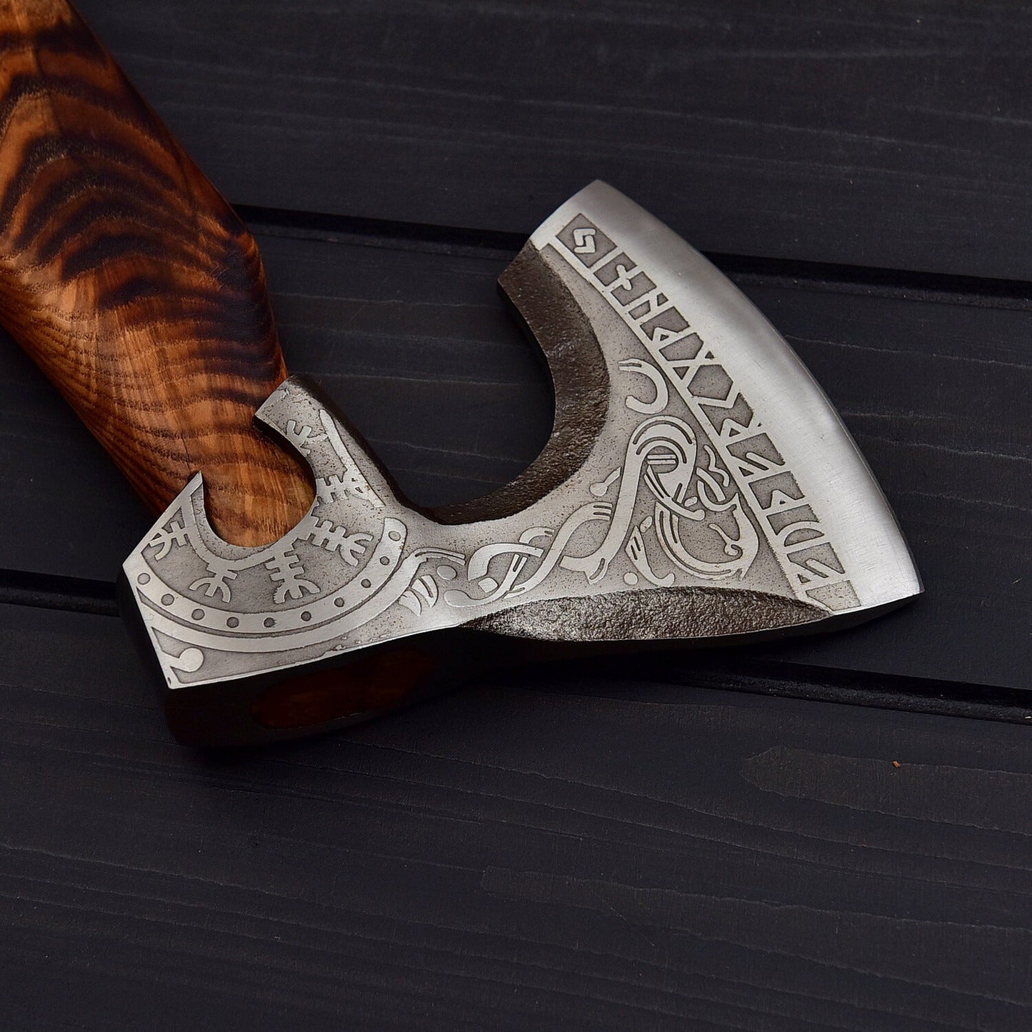 19.5 Handcrafted Outdoor Utility Knife 5 1095 Carbon Steel Convex Blade Burn Ash & Leather Handle Includes Leather Sheath
