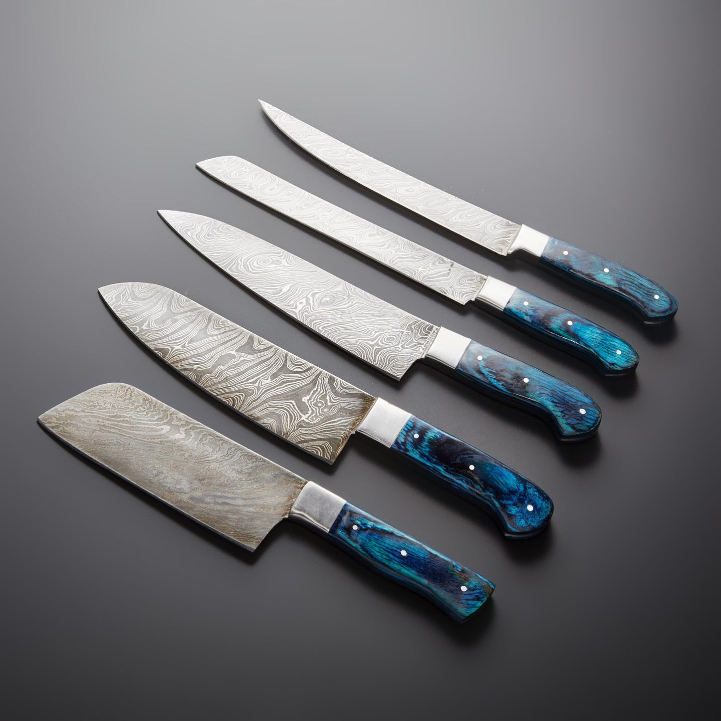 Cerulean Noir Damascus Chef Knife Set – Ultra Sharp, Premium 240-Layer Kitchen Knives for Home & Professional Chefs