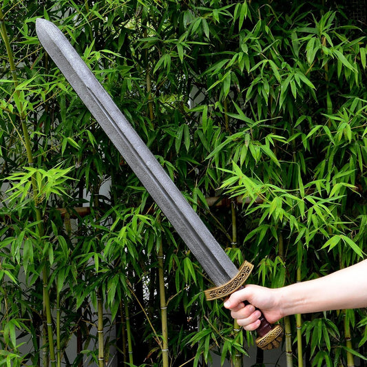 34" Foam Viking Sword for LARP Cosplay – Polyurethane Practice Sword with Wood Handle