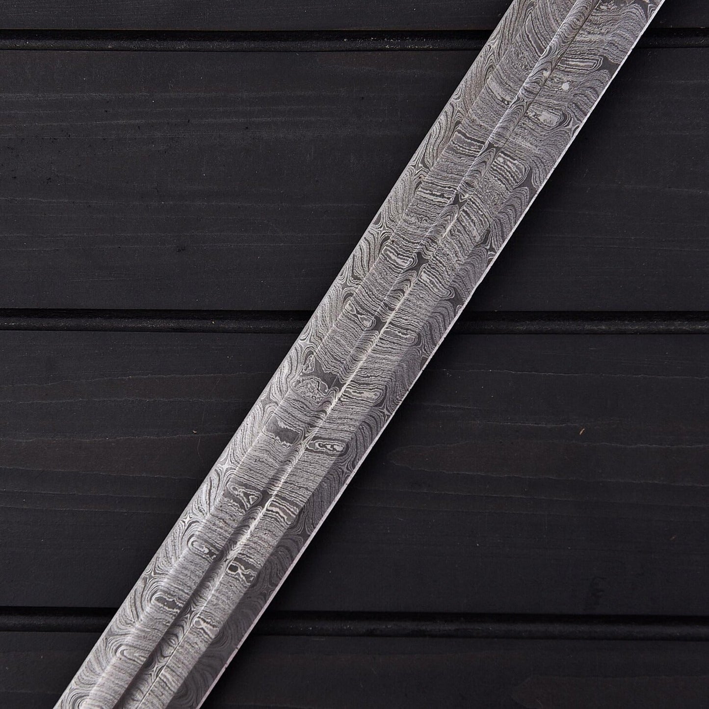 39" Scottish Claymore Sword with Damascus Steel Blade Double Edge with Leather Sheath