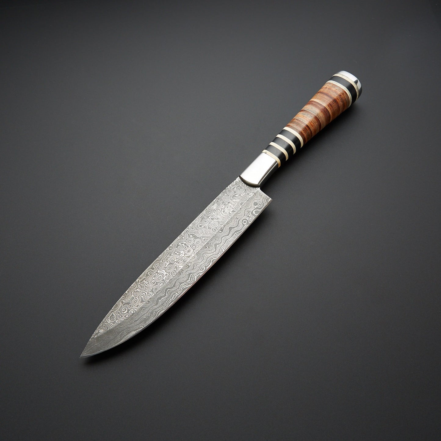 Premium Bison Horn Handle French Chef Knife  Handmade Damascus Steel Kitchen Knife for Professional & Home Chefs