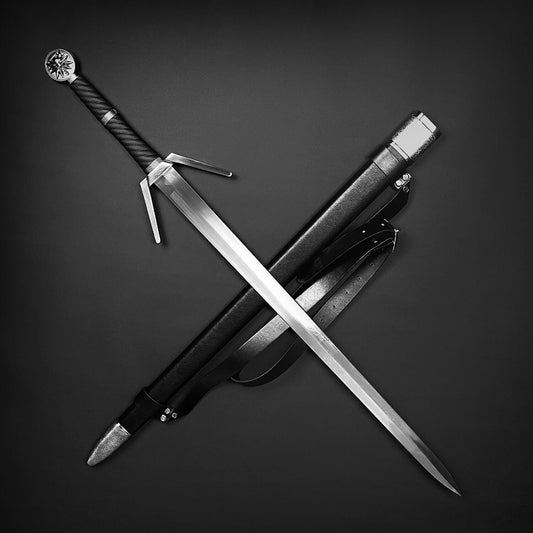 40.5" Carbon Steel Sword with Black & Silver Finish – Long Blade Display Sword