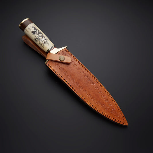 Handmade Damascus Scrimshaw Dagger Knife  Rare Collector’s Blade with Stunning Craftsmanship