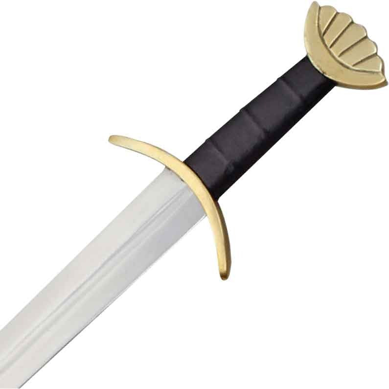 36.5" Decorative Viking Sword with Stainless Steel Blade – Brass Guard & Leather Scabbard