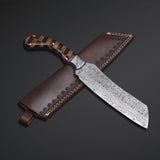 Handmade Damascus Steel Chopper – Razor Sharp Kitchen & Outdoor Chef Knife with Olive & Rosewood Handle