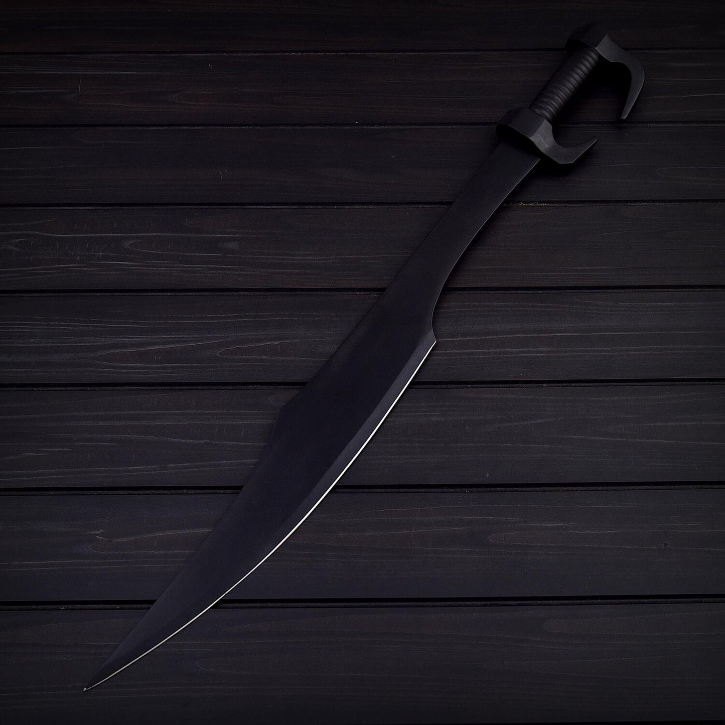 Black Oxide Stainless Steel Sword – 32.5 Full Tang Battle Ready Collectible with Leather Sheath