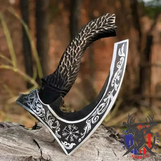 12" Handmade Viking Style Pizza Cutter Axe with Ash Wood Handle – Stainless Steel Blade & Leather Sheath