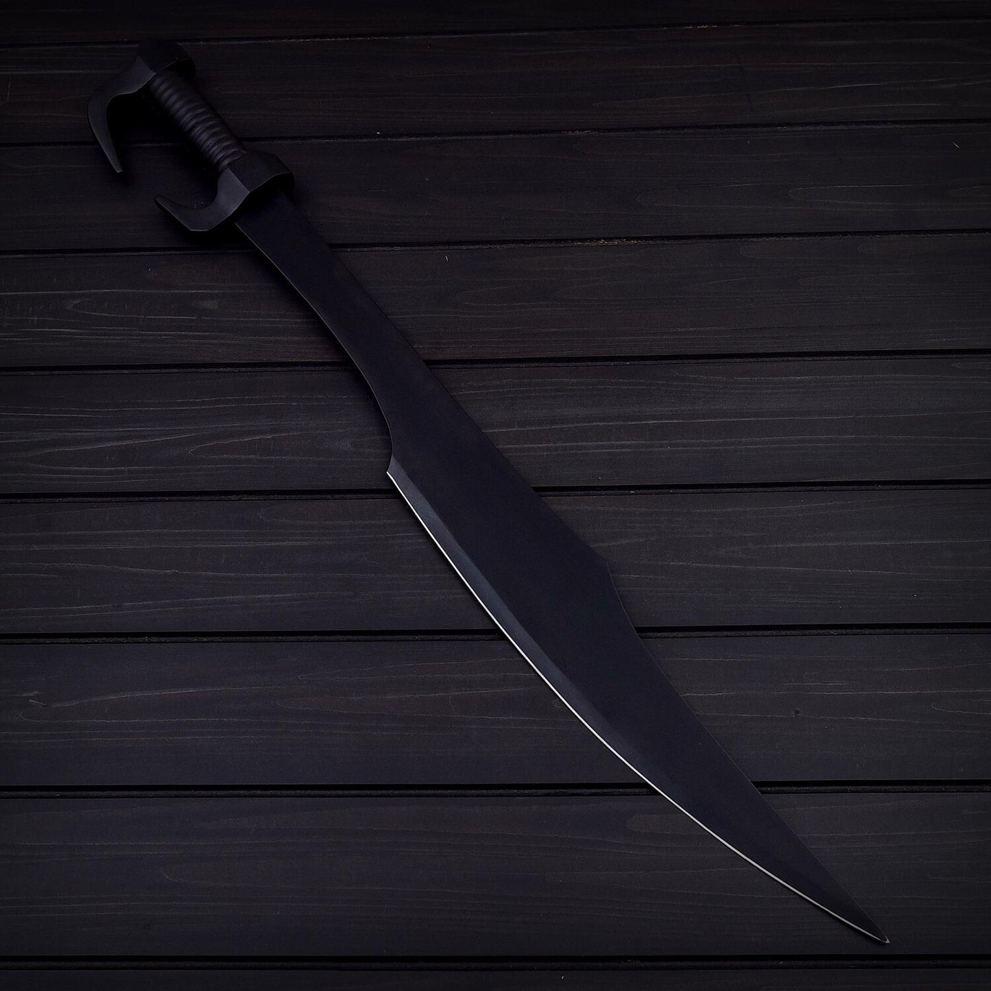 Black Oxide Stainless Steel Sword – 32.5 Full Tang Battle Ready Collectible with Leather Sheath