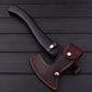 17.5" Wolf Head Viking Axe with 1095 High Carbon Steel Blade & Black Rosewood Handle  Leather Sheath