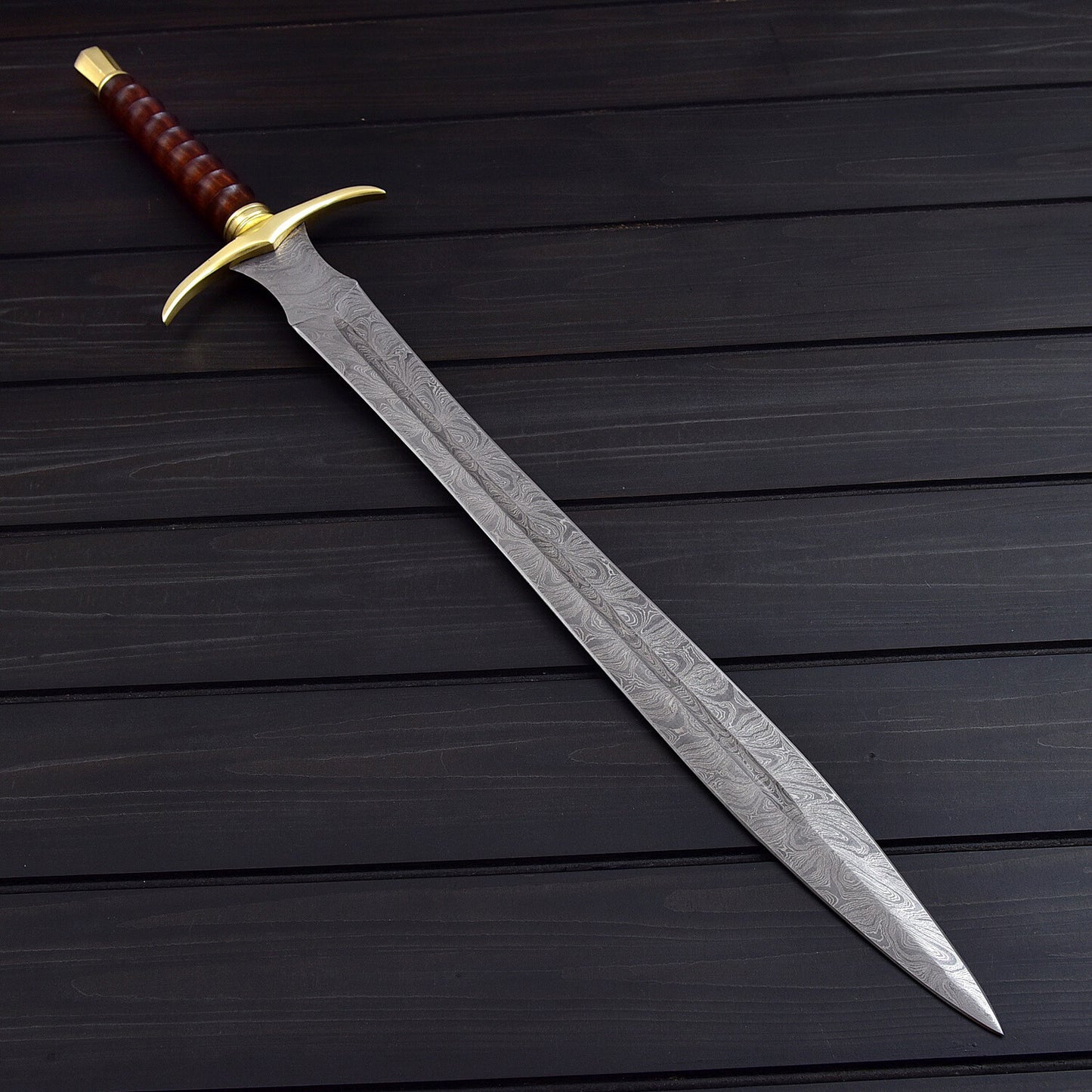 Hand-Forged Damascus Viking Sword – Battle Ready Warrior Blade | Medieval Collectible Sword USA