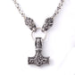 Viking Thor Thor hammer pendant necklace titanium steel wolf head chain necklace Viking Retro jewelry